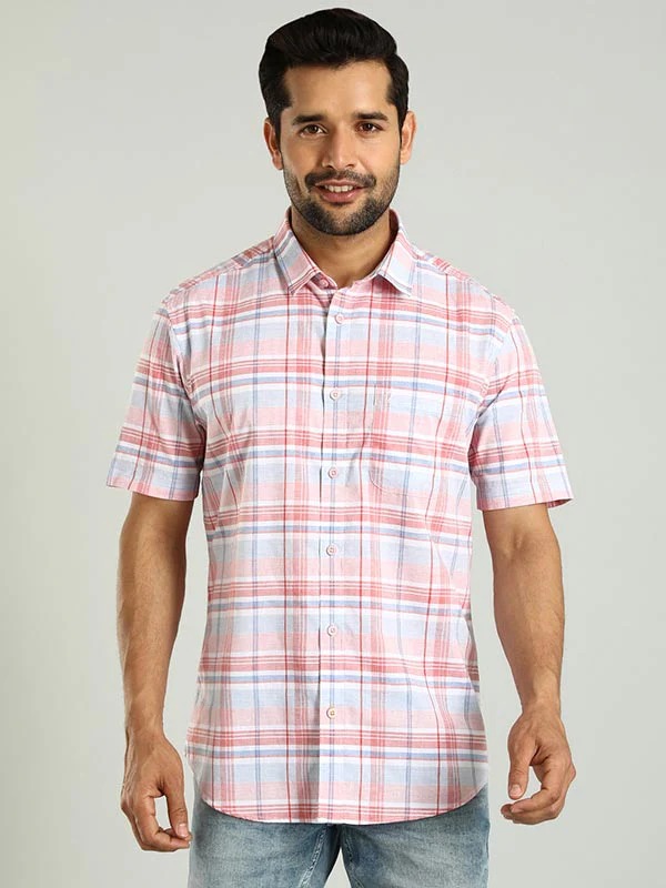 Indian Terrain Men's Regular Fit Half Sleeve Checkered Multicolor Shirt
